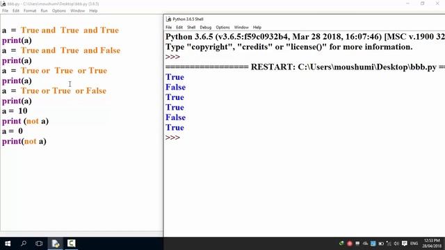 Polytechnique Python   বাংলা  Tutorial  Chapter  5 operator   booleanWithValue  part 9