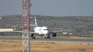 Ellinair Airbus A319 Windy Takeoff from Athens Airport | ATH Plane Spotting & A320 Landing [4K]