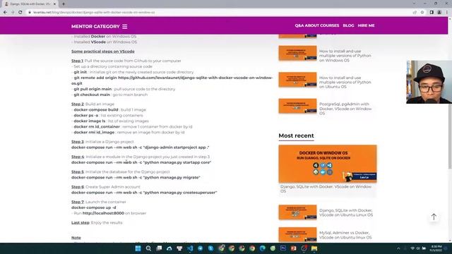 How To Install and Use Django, SQLite with Docker, VScode on Window OS смотреть онлайн