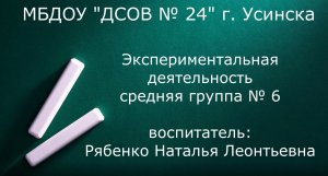 Экспериментальная деятельность Группа № 6