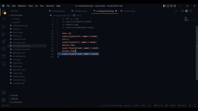 sizeof(), typeid().name(), AND const KEYWORD | C++ PROGRAMMING SERIES | LEARN C++ FROM BASICS