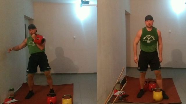 #КроссфитКомплекс "БРОНЕНОСЕЦ" с #гиря32кг от #ВетврачГиревик #kettlebellvet #тренировкиДома #вызов