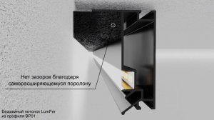 Безрамный "парящий" натяжной потолок Lumfer | Профиль Lumfer BP01