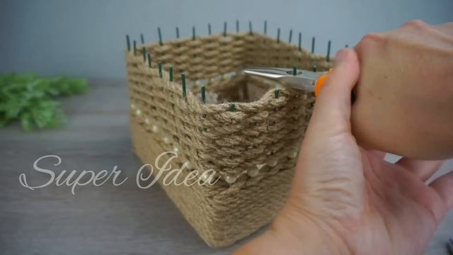 Роскошная Корзина с крышкой из джута своими руками