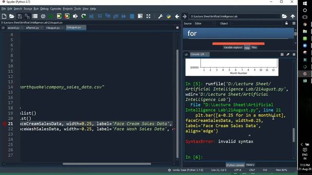 Artificial Intelligence Lab 4 (Machine Learning with Python) | Bar Chart, Pie Chart from CSV file