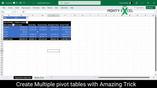 Pivot | Create Multiple Excel Pivots with an Amazing Trick |Save Time #excel,#montyexcel