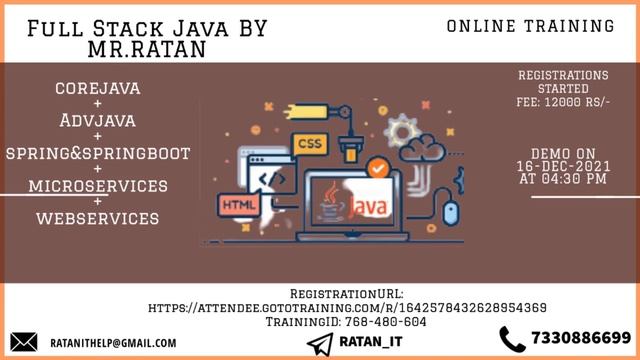 Full Stack Java Development by Mr.Ratan on 16-DEC-2021 at 4:30 PM || Registration link in descrip.. смотреть онлайн