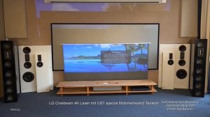 LG CineBeam 4K Laser Ultrakurzdistanz  with VIVIDSTORM pop-up electric 4k  ALR home theater system