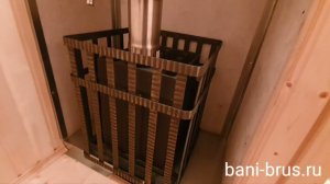 Каркасная баня по проекту «Дубрава» с чугунной печью Гроза 18 (Технолит)