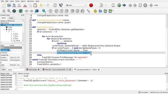 Learn Python in FreeCAD: 08  Add the dictionary collection clash detection Beginner Macro Scripting