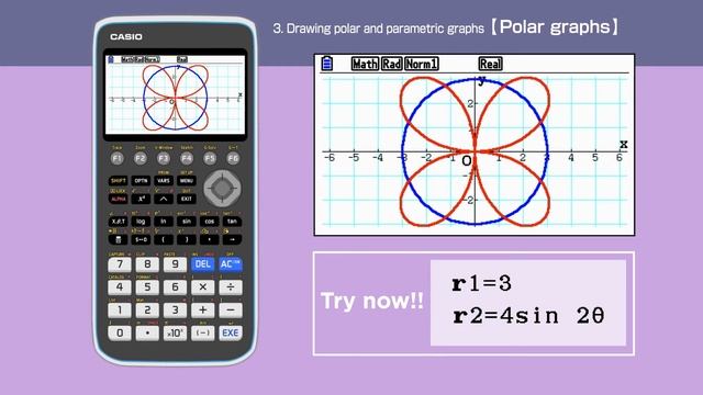 CASIO Graphic Calculator fx-CG50 Graphs - 3. Drawing polar and parametric graphs смотреть онлайн