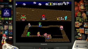 Super Mario Kart 1992 SNES Mushroom cup race.