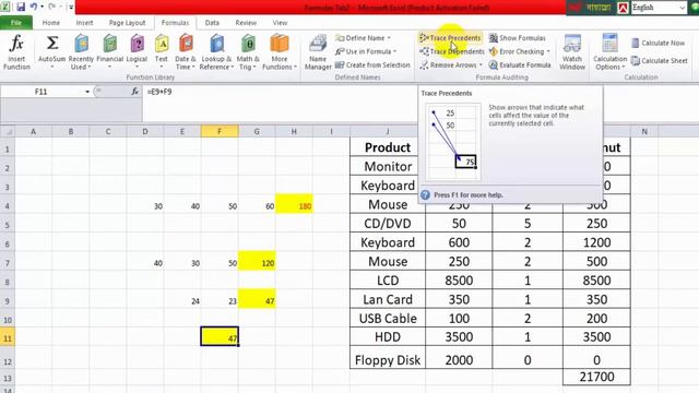 Excel Formula Tab - How To Use Define Names, Formula Auditing And Calculation in EXCEL|| Part-28||