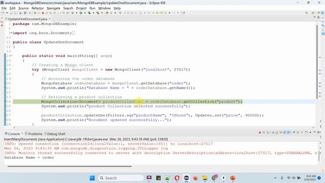 How to update one document in the collection using Java in MongoDB? | MongoDB with Java смотреть онлайн
