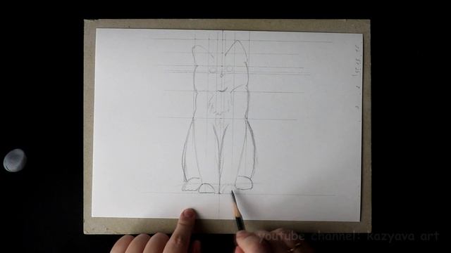 Как нарисовать котенка породы МЕНКУН карандашом поэтапно. Идея для 8 марта. Часть 1. Построение