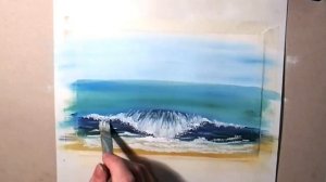 Простой способ нарисовать волну гуашью.Как нарисовать море.Морские волны.