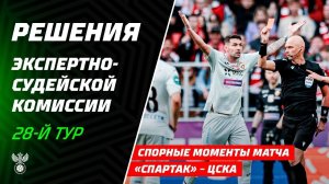 Решения ЭСК по матчу 28-го тура Мир РПЛ «Спартак» – ЦСКА