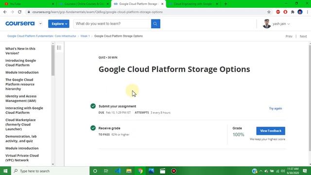 Coursera: Google cloud platform Fundamentals core infrastructure week 1 complete quiz answer 2020 смотреть онлайн