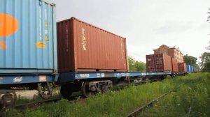 "Двухголовый" Тепловоз ТЭМ18ДМ-1299 с длинным контейнерным составом и толкачом ТЭМ18ДМ-1286