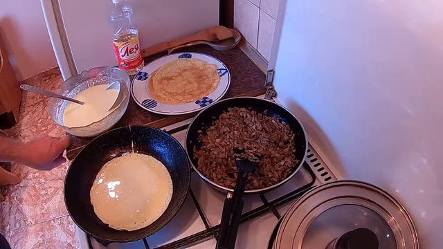 Блины с грибами и сыром смотреть онлайн