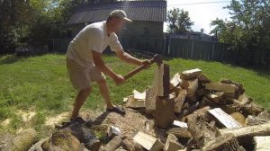 Колка дров клинком и колуном
