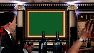 Фото рамка на зеленом фоне хромакея для видно монтажа. Кино.