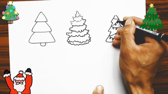 Как нарисовать новогоднюю ЁЛКУ поетапно для детей |Как рисовать ёлочку легко и просто