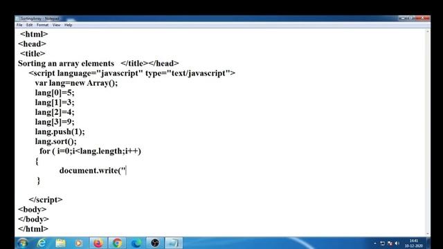 javaScript Tutorial For Beginners | 16. how to display array in Ascending   order in javaScript