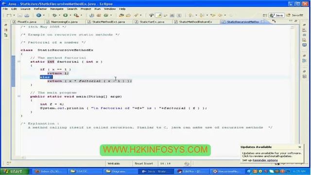 Java | Static Recursive Method | Java Basics | Java Online Training