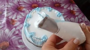 Украшение торта БелковоЗаварнымКремом. Торт "Голубые Розы"Blue Roses Cake