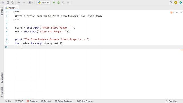 Write a Python Program to Print Even Numbers From Given Range