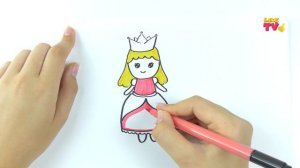 Как нарисовать принцессу. Милая принцесса.  Рисуем и раскрашиваем кавайные рисунки для срисовки