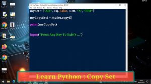 #66 : Learn Python | Set In Python | Copy A Set | Copy() Method