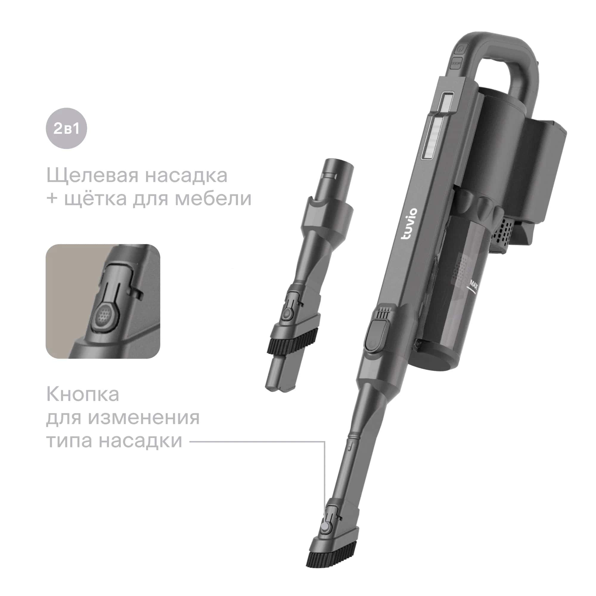 Вертикальный пылесос, беспроводной, Tuvio TS01EBHB от Яндекс Маркета