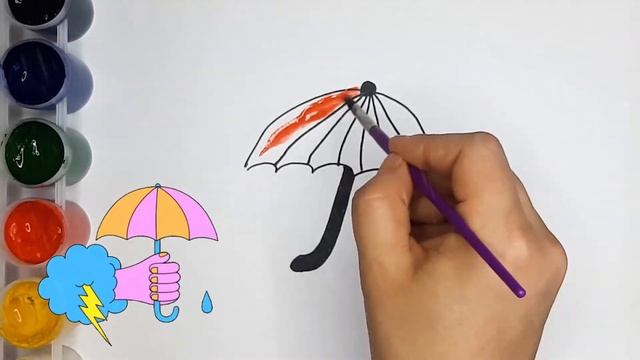Drawing an umbrella for children bolalar uchun soyabon chizish Рисование Зонтик для детей смотреть онлайн