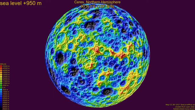 Ceres, Northern Hemisphere, fictional sea level change 10000 - -8000 m, fast смотреть онлайн