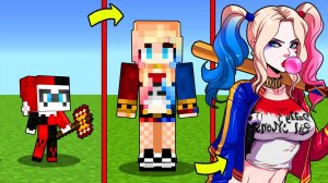 КАК МЕНЯЛАСЬ ДЕВУШКА ХАРЛИ КВИНН И ЕЕ ЖИЗНЕННЫЙ ЦИКЛ В МАЙНКРАФТ! ЭВОЛЮЦИЯ MINECRAFT ТРОЛЛИНГ JOKER