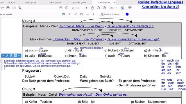 Dativ Pronomen / Dativ Şahıs Zamirleri Bana Sana Ona Bize  #almanca #goethe #telc #deutschland #der