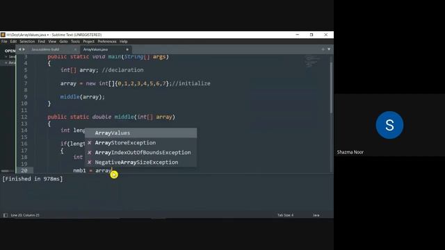 L1T10 | middle of array | declaration | initialization | Oop | Java | Programming