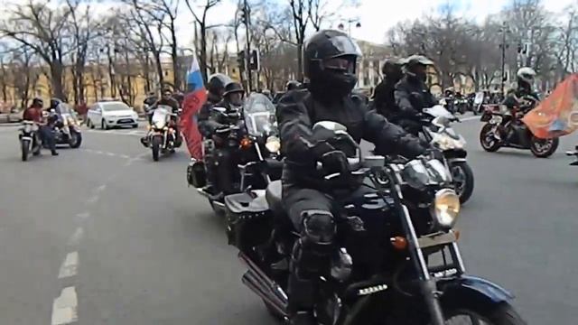 Открытие мотосезона с Ночными волками. Питер 06.05.2017. Выезд на Невский. смотреть онлайн