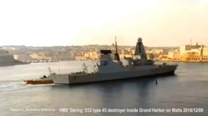 Британский эсминец HMS DARING D32 вошел в гавань на Мальте с нарушением традиций