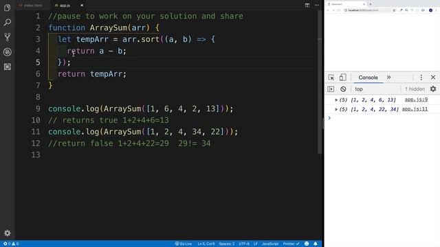 Javascript Challenges - Array Sum