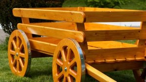 4K Обзор декоративной телеги из дерева, wood wagon for flower pots