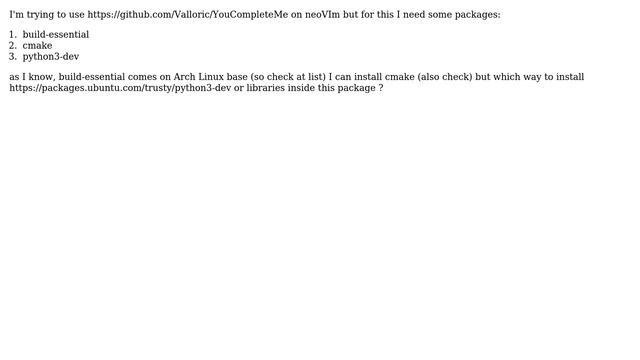 Ways to install python3-dev or python3-devel on Arch Linux