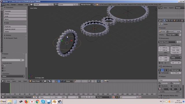 анимация шестеренок в blender часть 2.