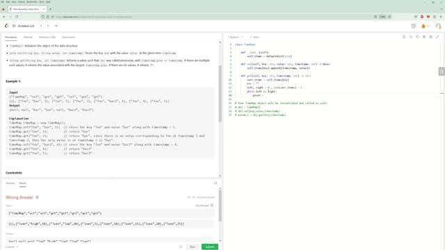 Time Based Key Value Store - LeetCode 981 - Python