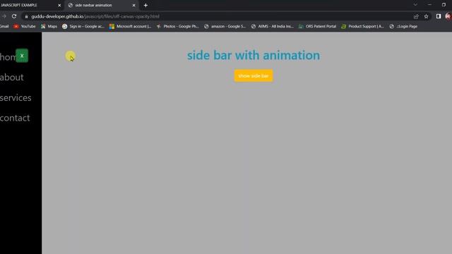 OFFCANVAS WITH OPACITY NAVBAR MENU IN JAVASCRIPT