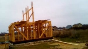 Каркасник. Сборка второго этажа, коньковый прогон. Часть 19