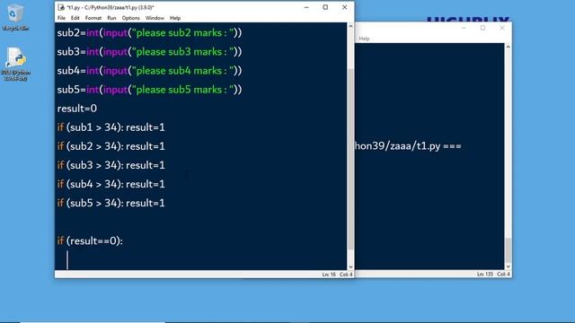 Python if elif else example program to find student result of 5 subjects  #ppe 111 | Highblix