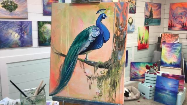 ACRYLIC PAINTING TUTORIAL [ STEP BY STEP FANTASY PAINTING WITH PEACOCK смотреть онлайн